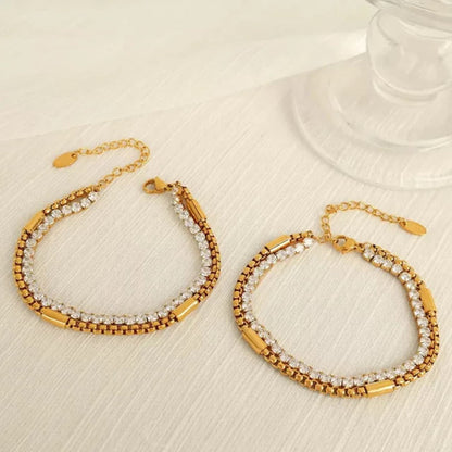 Dual Zircon Bracelet(Anti Tarnish)
