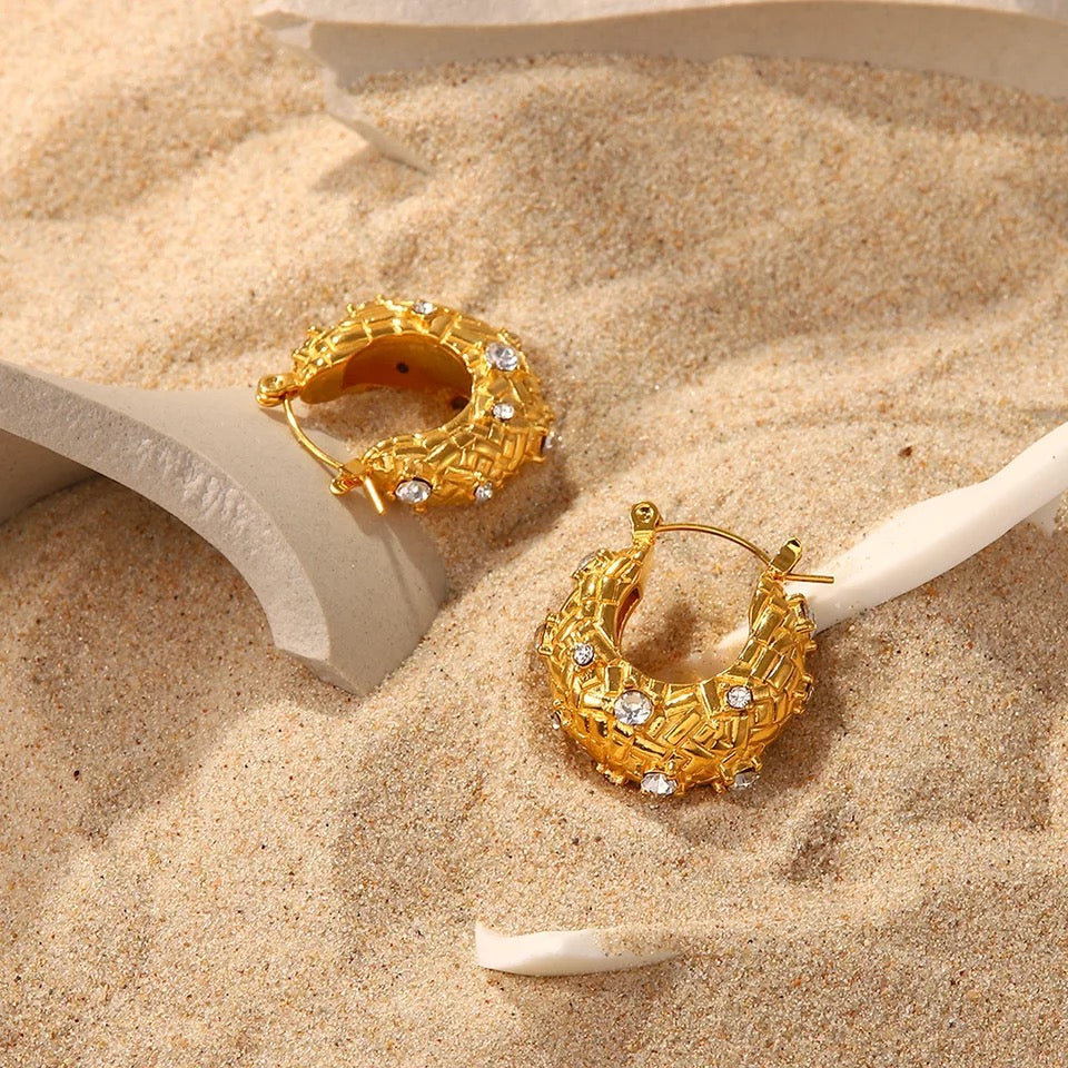 Rhinestone Crosshatch Earring