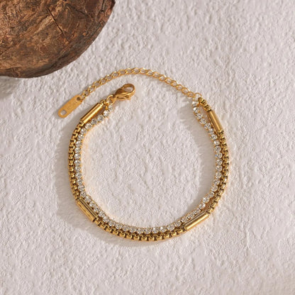 Dual Zircon Bracelet(Anti Tarnish)