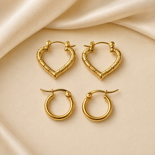 Heart Earrings Set (Two Pairs)