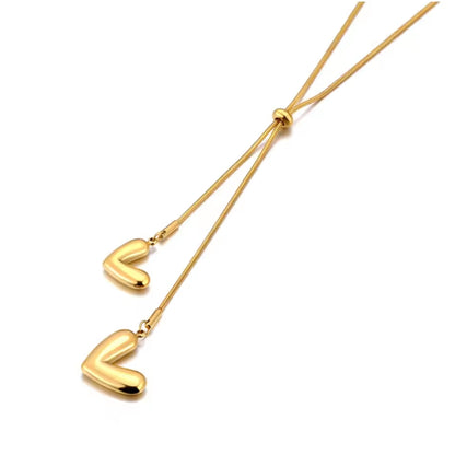 Dual Heart Up down Necklace