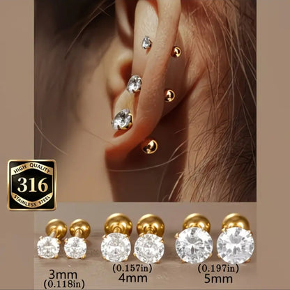 Round Ball Zirconia Stud