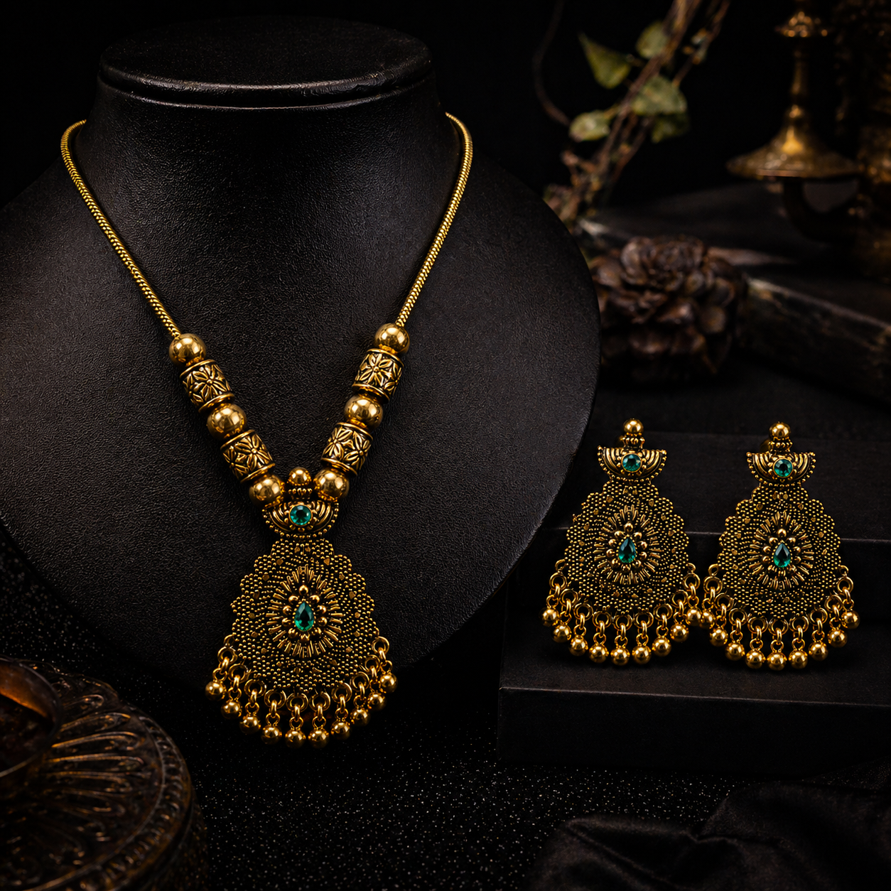 Tear Drop Oxidized Jewelry Set