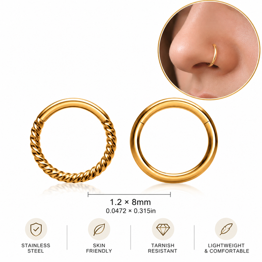 Plain & Spiral NoseRing (2 Pcs)