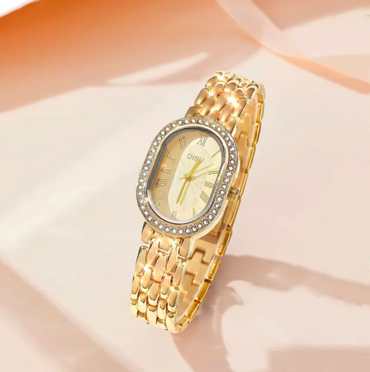 Oval Zircon Watch Gold