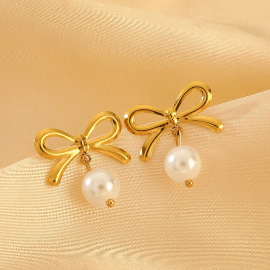 Pearl Bow Earrings