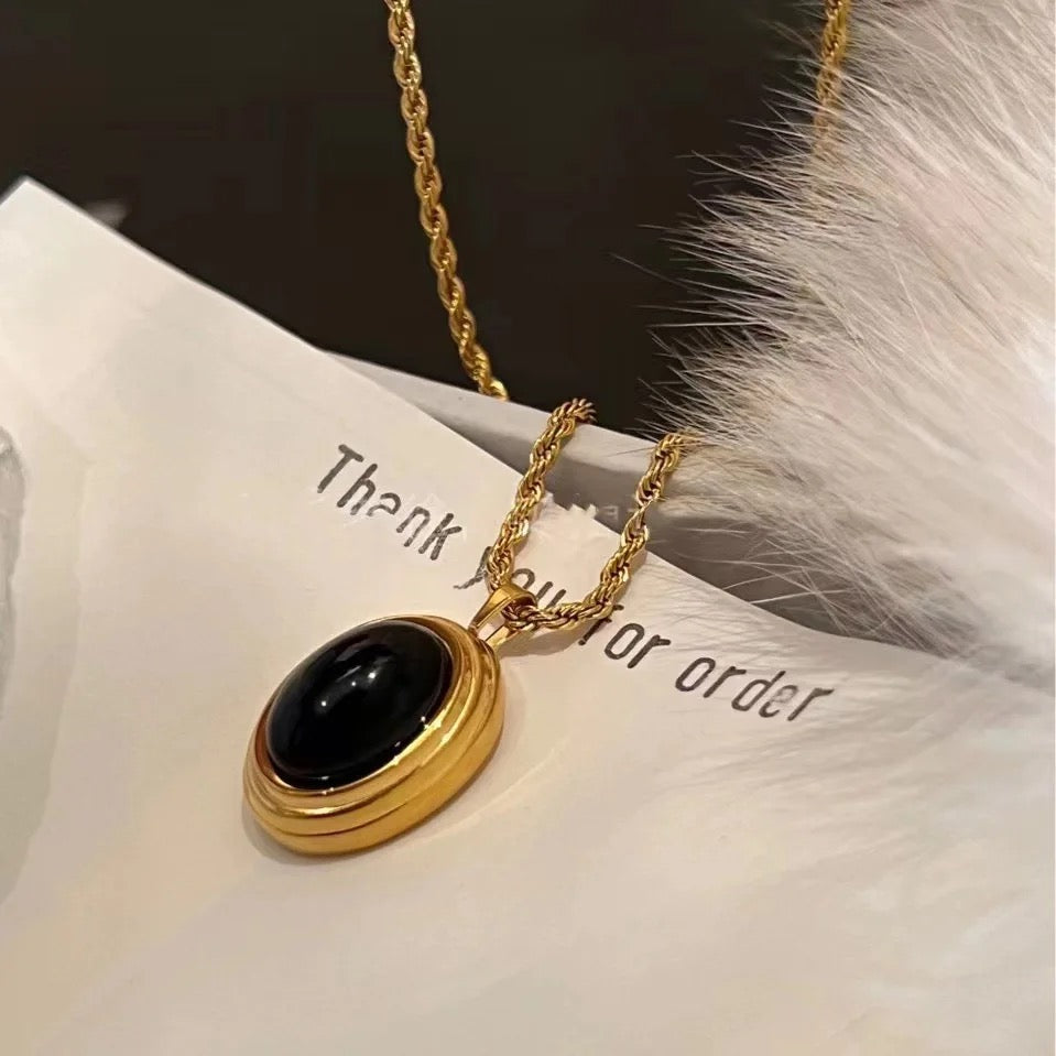 Amelia Snake Necklace (Black)
