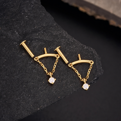 Chain Drop Stud Earrings