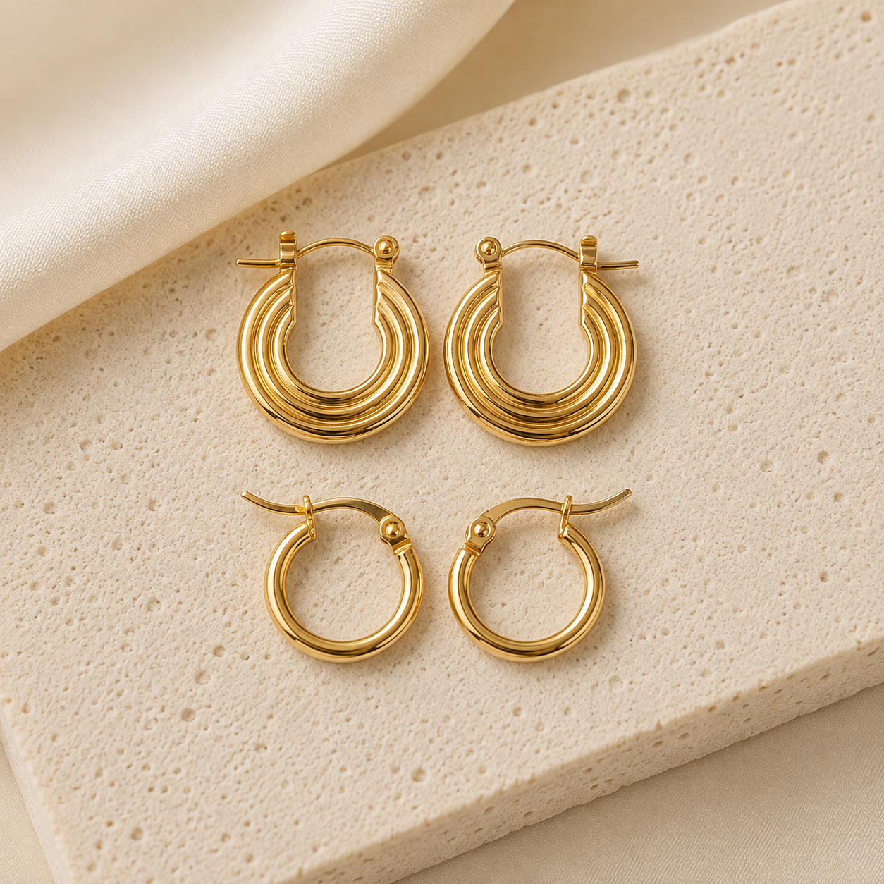 Circle Earrings Set (Two Pairs)