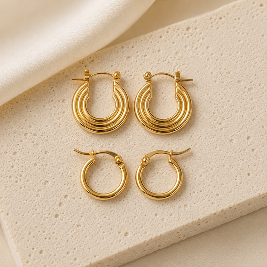 Circle Earrings Set (Two Pairs)
