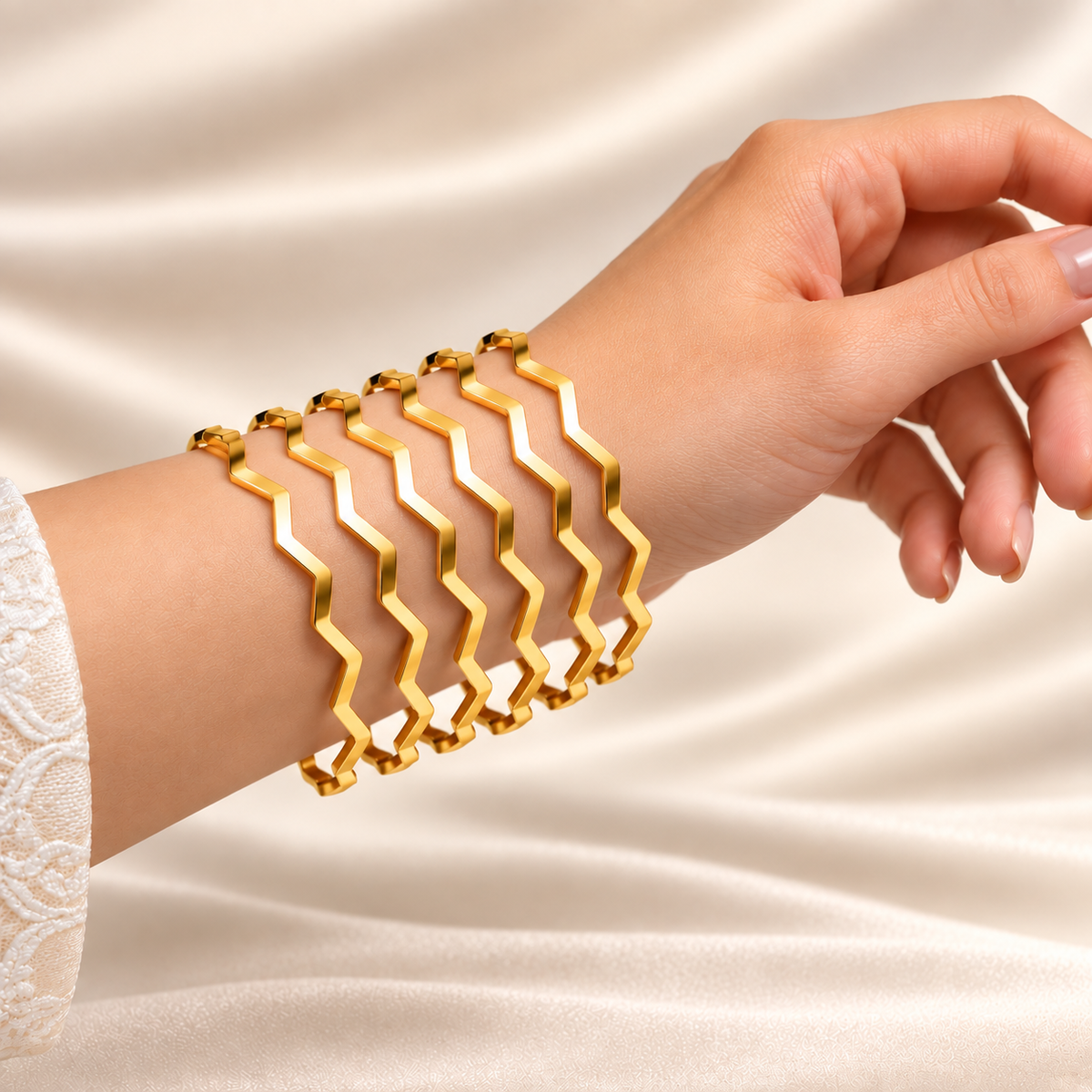 Wave ZigZag Bangles (6 Pcs)