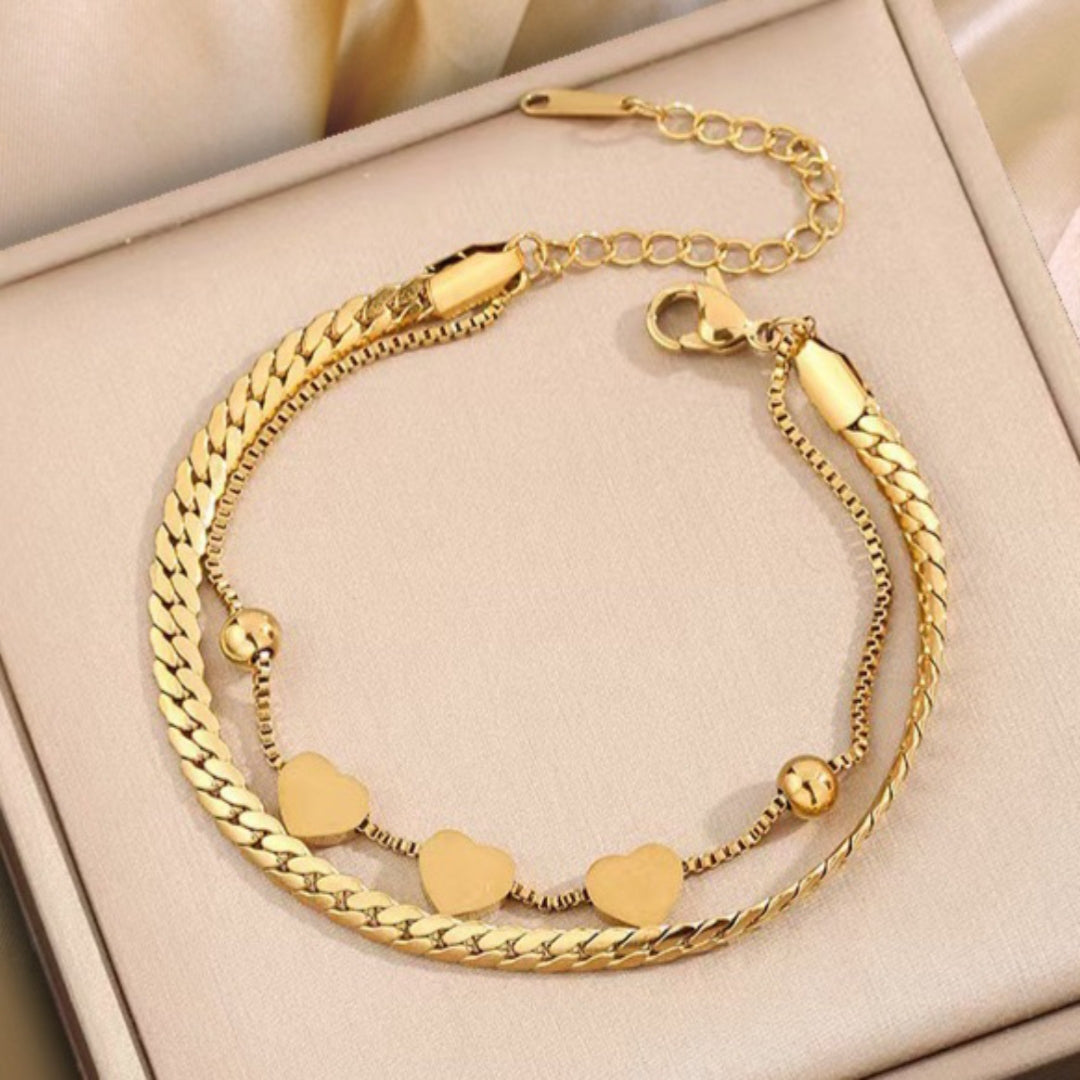 Dual Chain Heart Bracelet