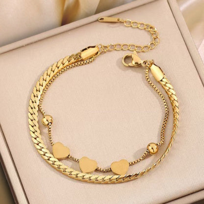 Dual Chain Heart Bracelet