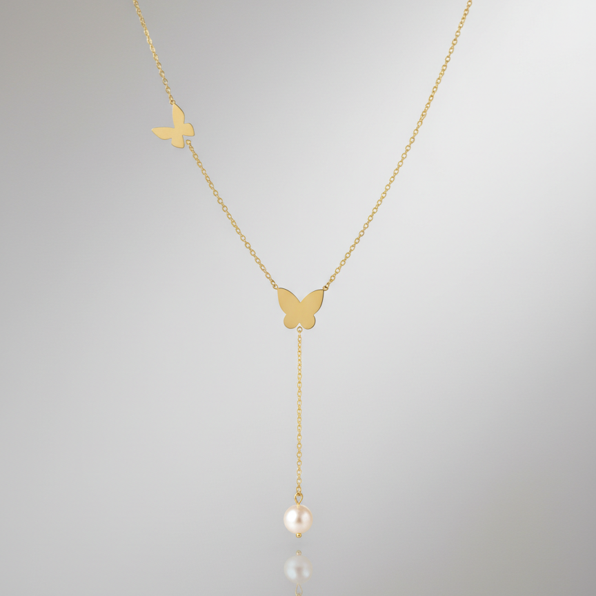 Butterfly Pearl Necklace