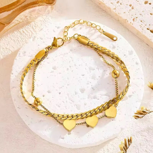 Dual Chain Heart Bracelet