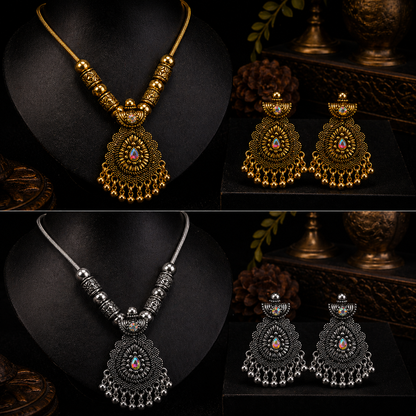 Tear Drop Oxidized Jewelry Set