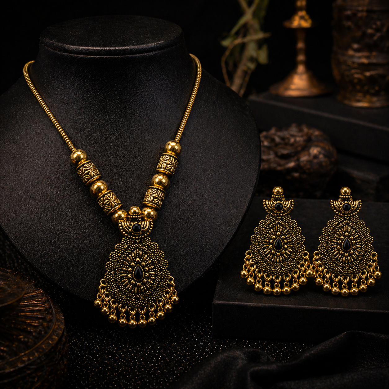 Tear Drop Oxidized Jewelry Set