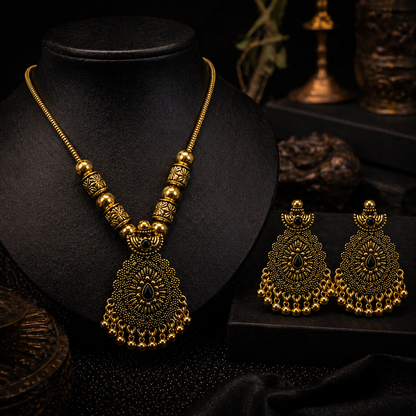 Tear Drop Oxidized Jewelry Set