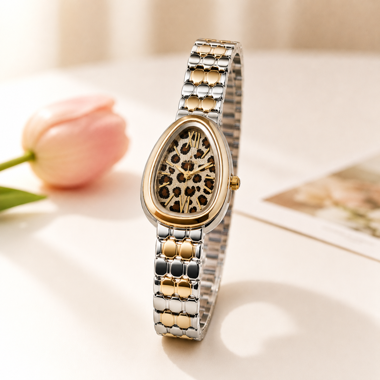Leopard Hugo Dual Tone Watch