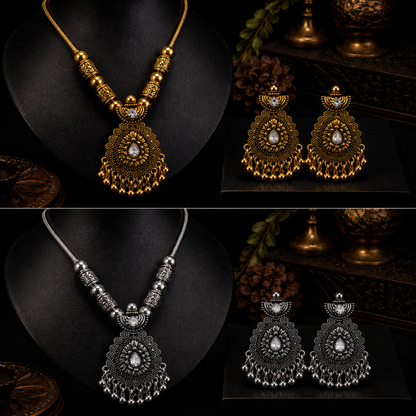 Tear Drop Oxidized Jewelry Set