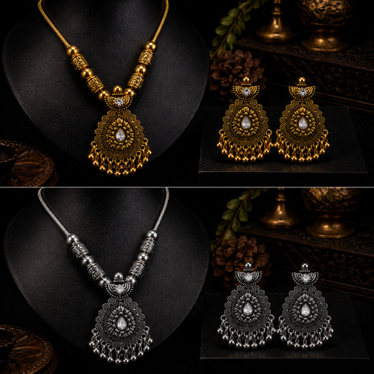 Tear Drop Oxidized Jewelry Set