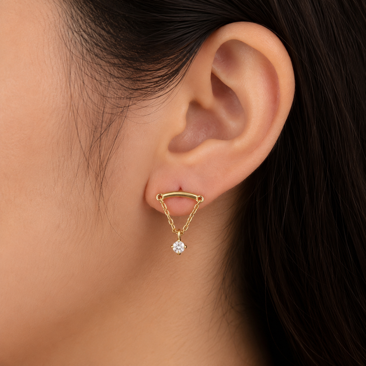 Chain Drop Stud Earrings