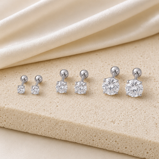 Round Ball Stud (3 Pair) Silver