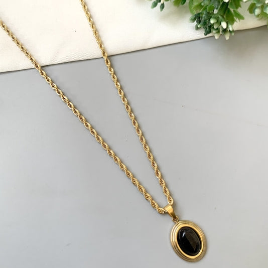 Amelia Snake Necklace (Black)