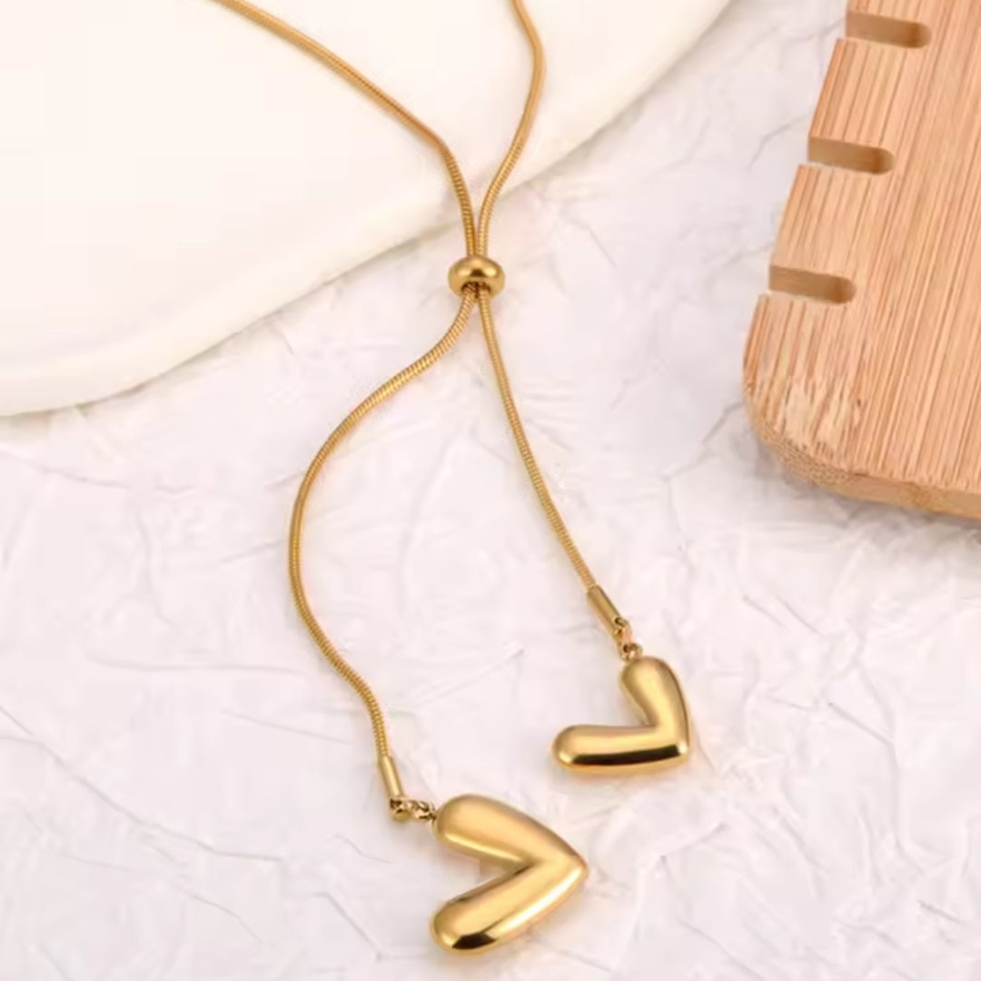 Dual Heart Up down Necklace